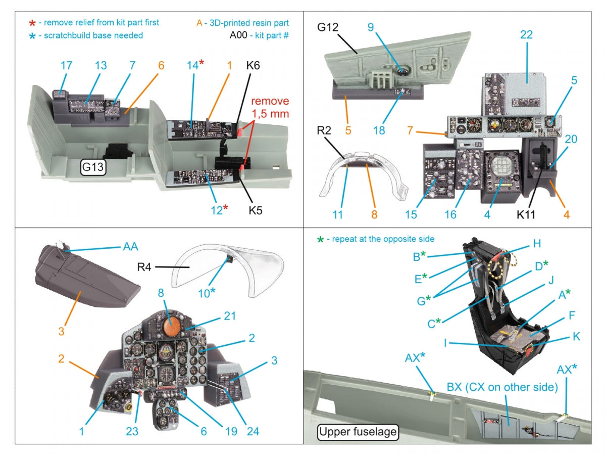 Quinta Studio QD+48485 F-4B Phantom II 3D-Printed &amp;amp; colored Interior on decal paper (Academy) (with 3D-printed resin parts) 1/48 – image 3