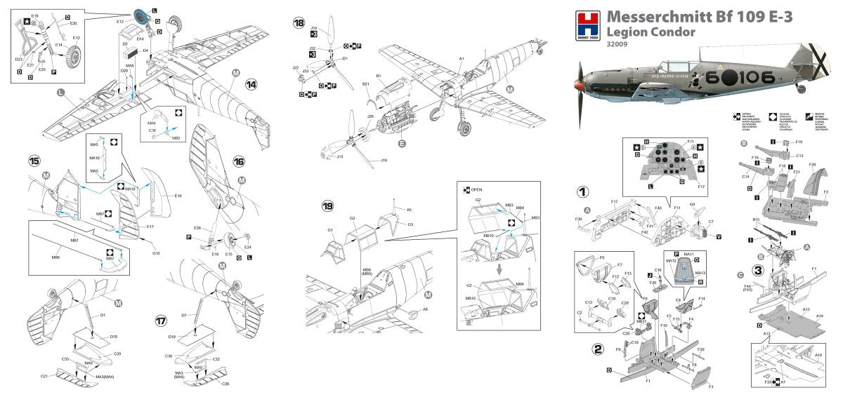 Hobby 2000 32009 Messerschmitt Bf-109 E-3 Legion Condor (DRAGON + CARTOGRAF + MASK) 1/32 – obrázek 2