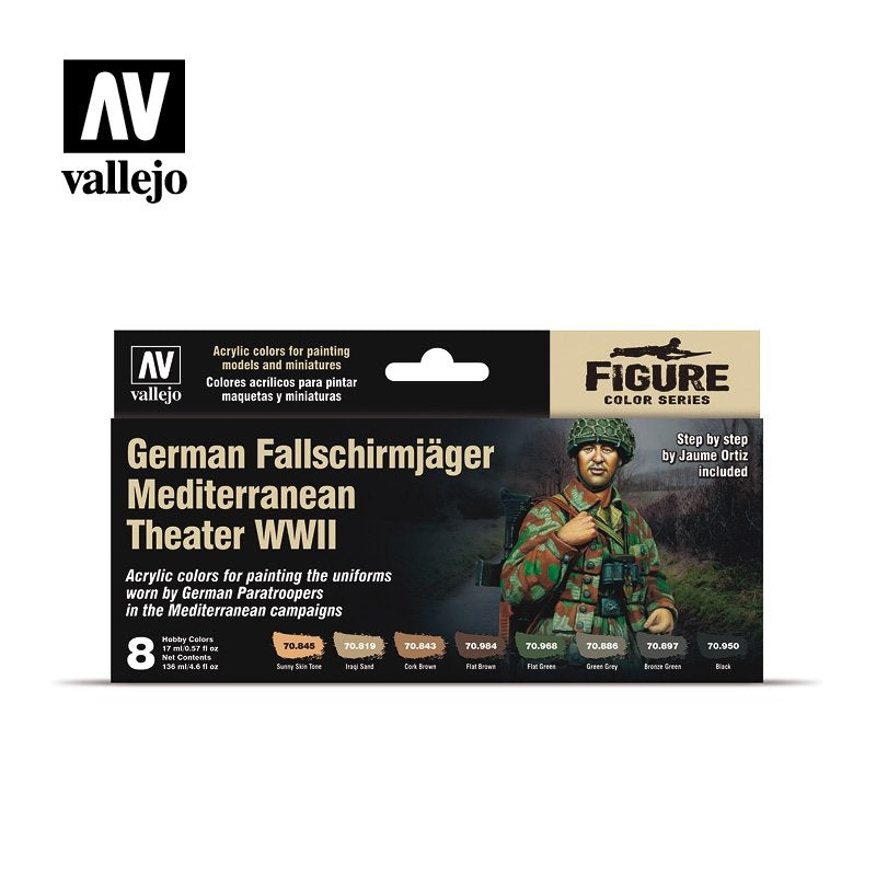 Vallejo 70188 German Fallschirmjäger Mediterranean Theater WWII Set Model Color 8x17ml