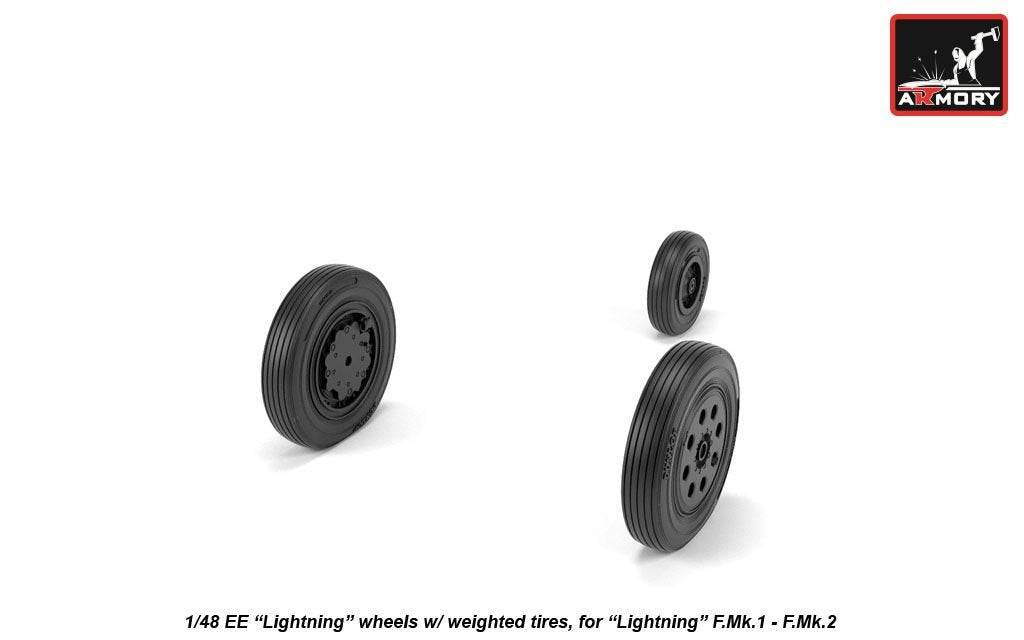 Armory Models AW48407 EE Lightning wheels w/ weighted tires, early 1/48 – obrázek 4