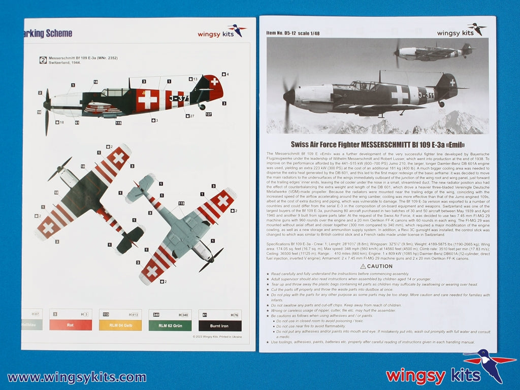 Wingsy Kits D5-12 Swiss Air Force Fighter MESSERSCHMITT Bf 109 E-3a 1/48 – image 13