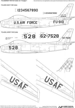 HobbyDecal TC32024V1 JASDF F-86 Tail Codes ver 1 1/32 – Bild 2