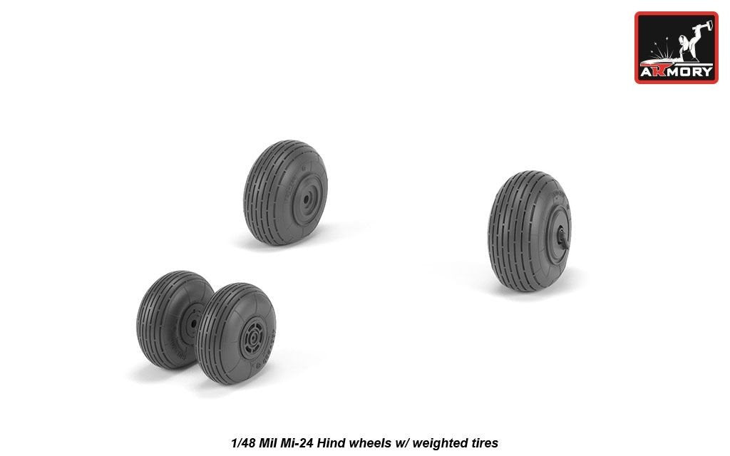 Armory Models AW48031 Mil Mi-24 Hind wheels w/ weighted tires 1/48 – image 2