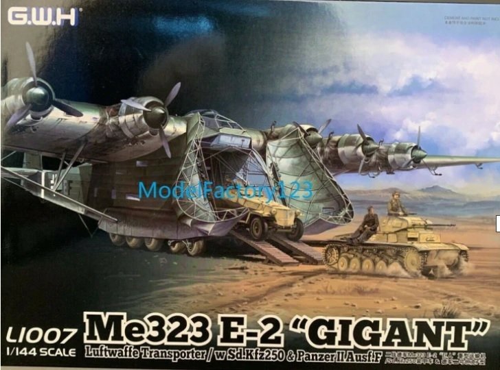 Great Wall Hobby L1007 Me323 E-2 &amp;quot;Gigant&amp;quot; Luftwaffe Transporter / w Sd.Kfz250 &amp;amp; PanzerIIAusfF 1/144