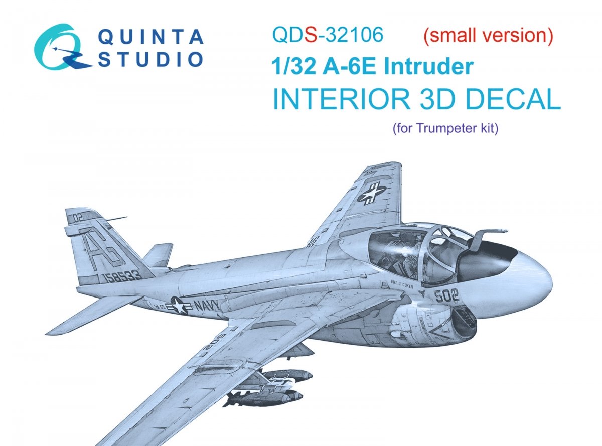 Quinta Studio QDS-32106 A-6E Intruder 3D-Printed &amp;amp; colored Interior on decal paper (Trumpeter) (Small version) 1/32