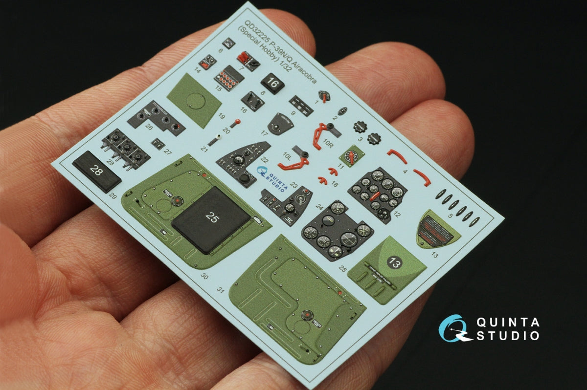Quinta Studio QD32225 P-39N/Q Airacobra interior 3D-Printed colored Interior on decal paper (Special Hobby) 1/32 – image 4