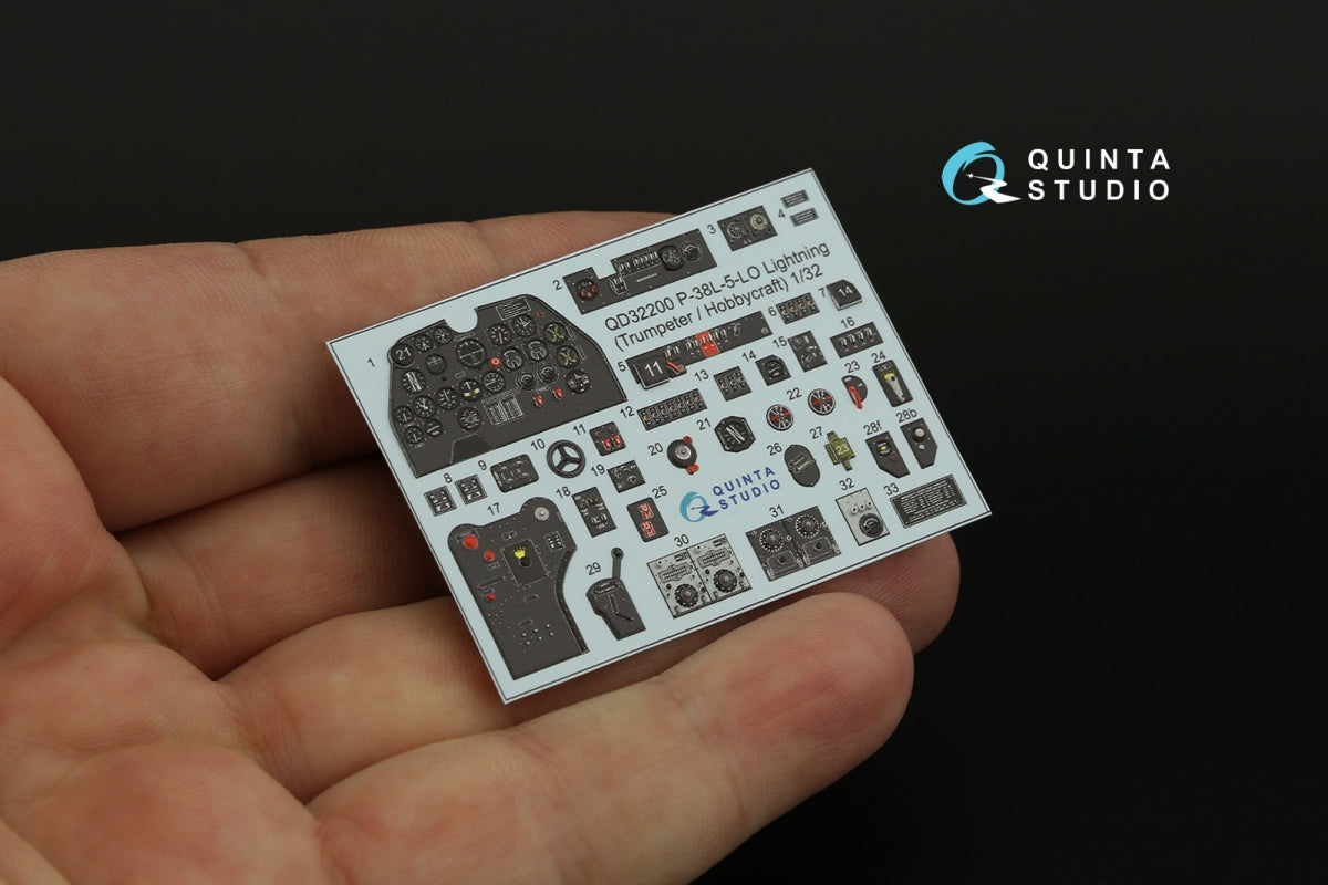 Quinta Studio QD32200 P-38L-5-LO Lightning 3D-Printed &amp;amp; colored Interior on decal paper (Trumpeter/Hobbycraft) 1/32 – image 11