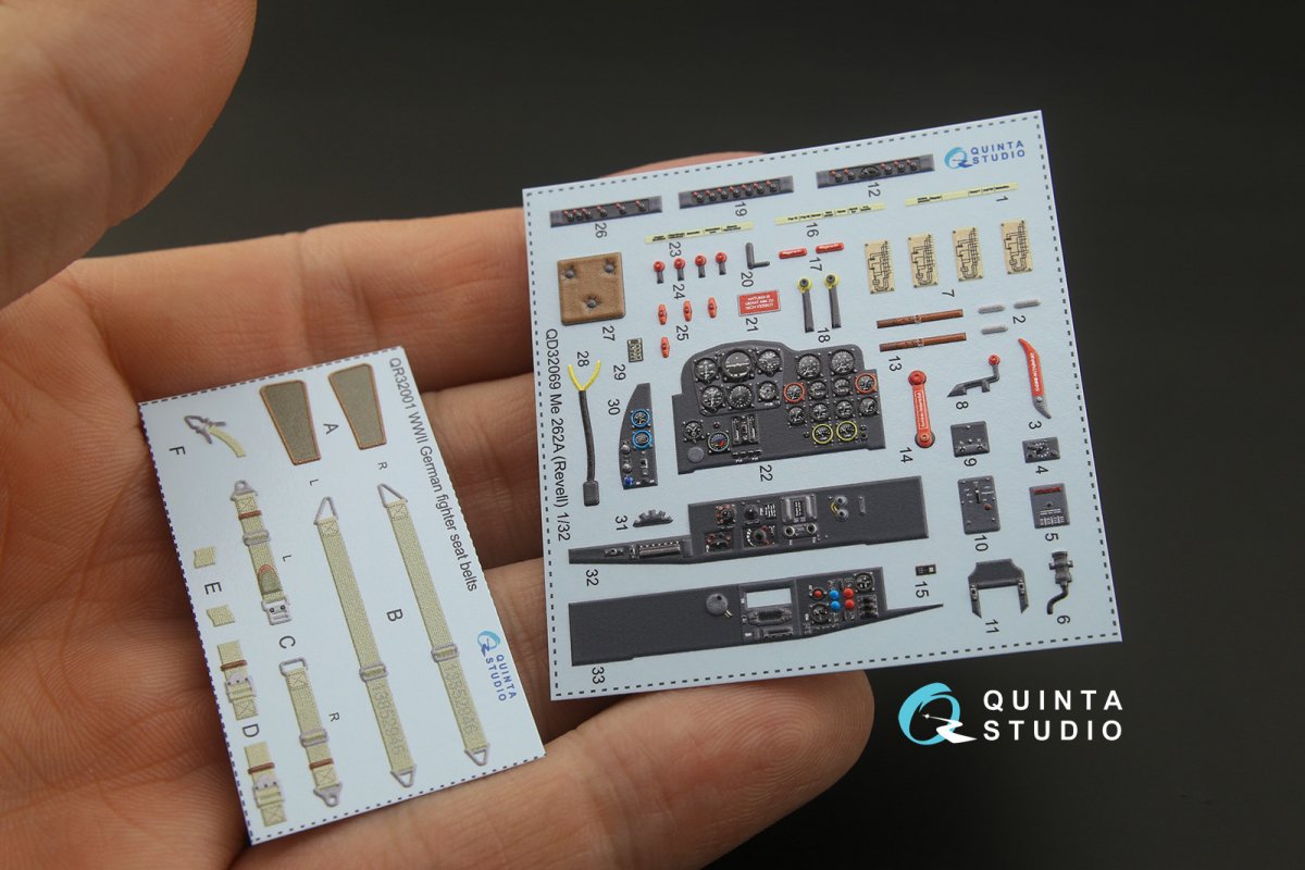 Quinta Studio QD32069 Me 262A 3D-Printed &amp;amp; colored Interior on decal paper (Revell) 1/32 – image 7