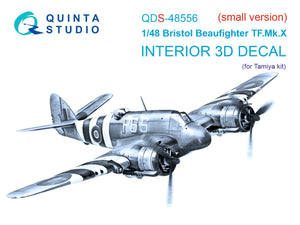Quinta Studio QDS-48556 Bristol Beaufighter TF.Mk.X 3D-Printed &amp;amp; colored Interior on decal paper (Tamiya) (small version) 1/48