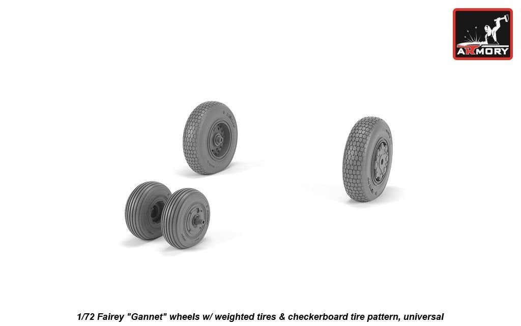 Armory Models AW72413 Fairey Gannet late type wheels w/ weighted tires of checkerboard tire pattern 1/72 – image 2