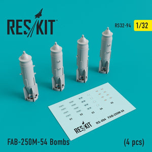 RESKIT RS32-0094 FAB-250M-54 Bombs (4 pcs) 1/32
