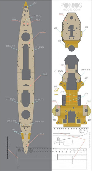 Pontos 35019WD1 DKM Admiral Graf Spee Wooden Deck set 1/350 – Bild 4