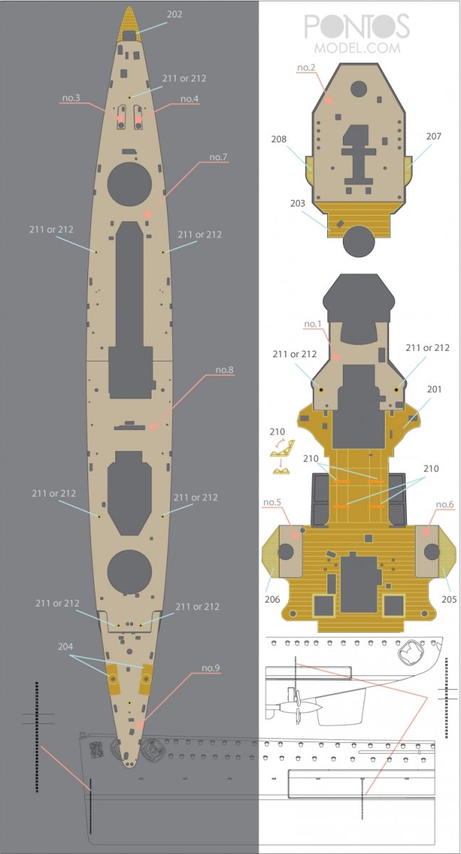 Pontos 35019WD1 DKM Admiral Graf Spee Wooden Deck set 1/350 – Bild 4