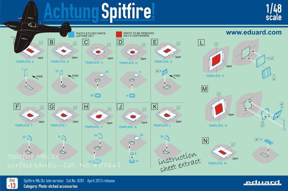 Eduard 48766 Spitfire Mk. IX surface panels 1/48 EDUARD – obrázek 2