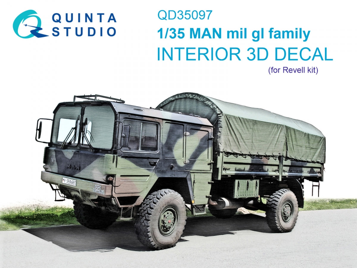 Quinta Studio QD35097 MAN mil gl family 3D-Printed &amp;amp; colored Interior on decal paper (Revell) 1/35