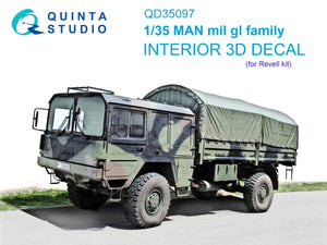 Quinta Studio QD35097 MAN mil gl family 3D-Printed &amp;amp; colored Interior on decal paper (Revell) 1/35