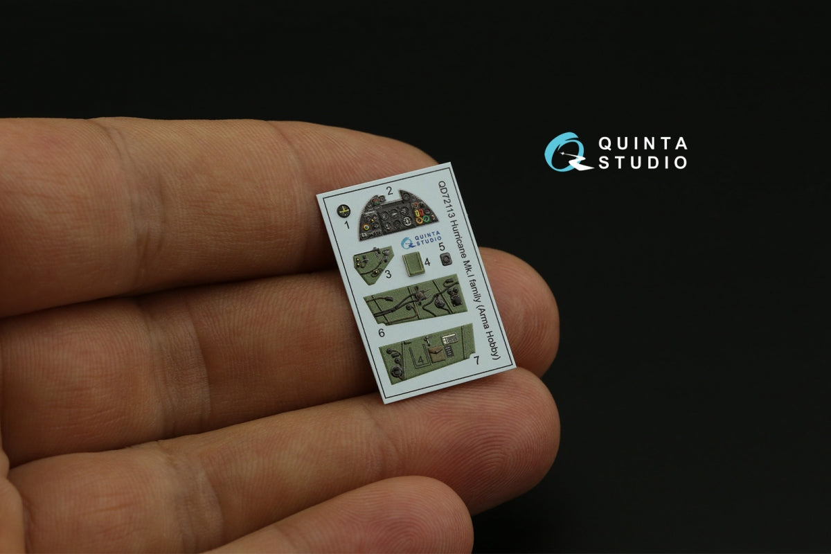 Quinta Studio QD72113 Hurricane Mk.I family 3D-Printed colored Interior on decal paper (Arma Hobby) 1/72 – Bild 3