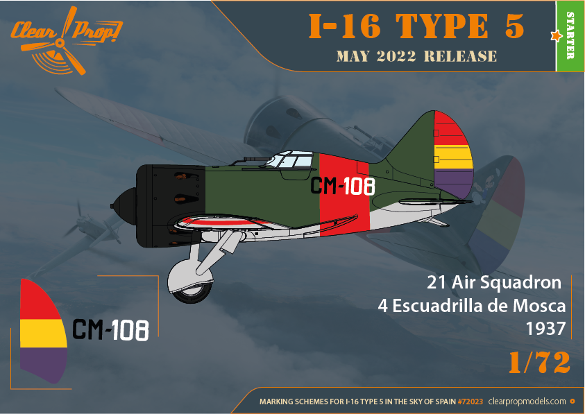 Clear Prop! CP72023 I-16 Type 5 In the sky of Spain STARTER KIT 1/72 – immagine 9