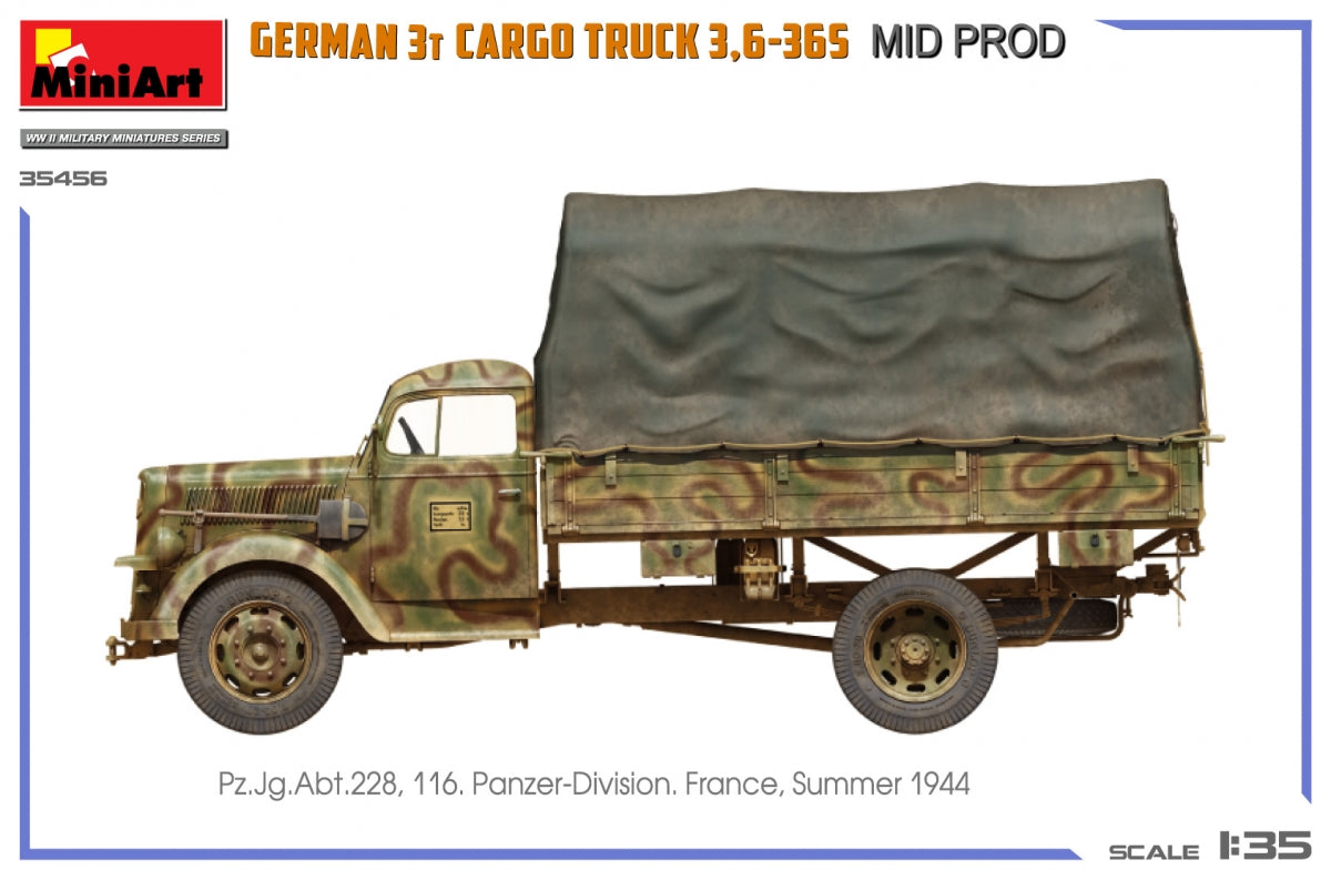 Miniart 35456 GERMAN 3T CARGO TRUCK 3,6-36S MID PROD 1/35 – zdjęcie 10
