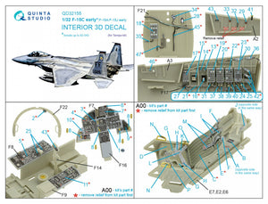 Quinta Studio QD32155 F-15C Early/F-15A/F-15J early 3D-Printed &amp;amp; colored Interior on decal paper (Tamiya) 1/32 – immagine 9