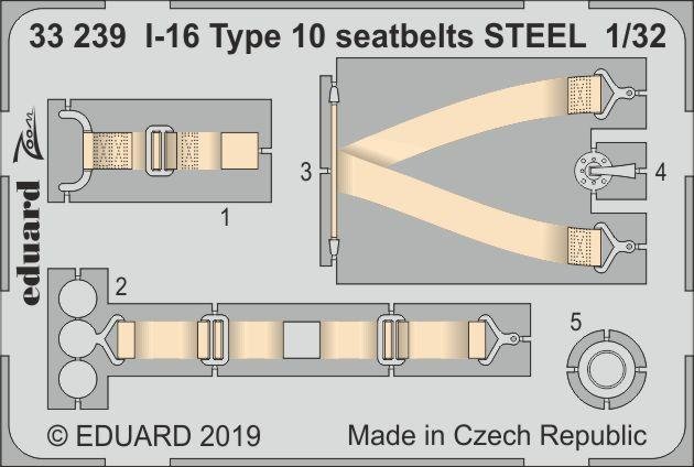Ceintures de sécurité Eduard 33239 I-16 Type 10 en acier, 1/32 ICM