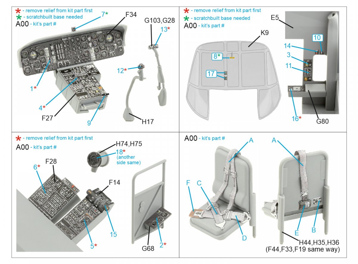 Quinta Studio QD35100 CH-54A 3D-Printed &amp;amp; colored Interior on decal paper (ICM) 1/35 – obrázek 2