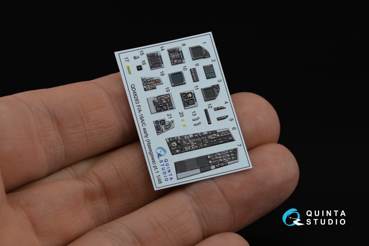 Quinta Studio QDS-48283 F/A-18A / C early 3D-Printed &amp;amp; colored Interior on decal paper (Hasegawa) (Small version) 1/48 – image 4