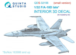 Quinta Studio QDS-32156 F/A-18D late 3D-Printed &amp;amp; colored Interior on decal paper (Academy) (Small version) 1/32