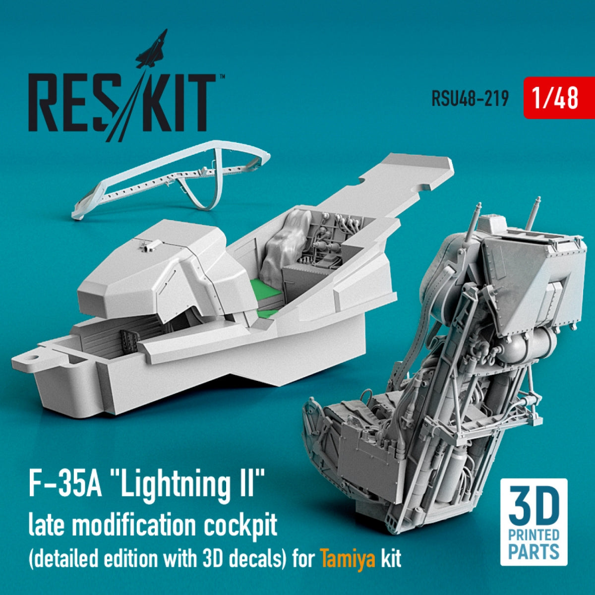 RESKIT RSU48-0219 F-35A &amp;quot;LIGHTNING II&amp;quot; COCKPIT (DETAILED EDITION WITH 3D DECALS) FOR TAMIYA KIT (3D PRINTED) 1/48 – Bild 2