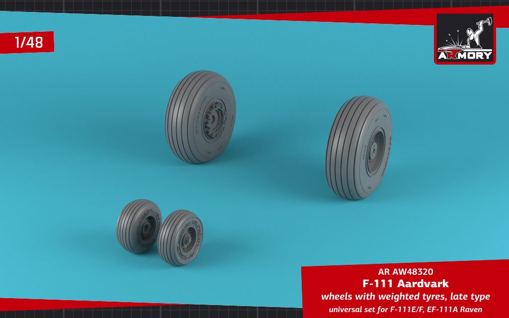 Armory Models AW48320 F-111E/F Aardvark / EF-111A Raven wheels w/ weighted tires 1/48 – obrázek 2