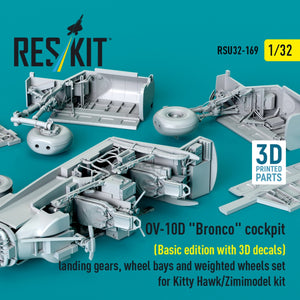 RESKIT RSU32-0169 OV-10D &amp;quot;Bronco&amp;quot; cockpit (Basic edition with 3D decals) landing gears, wheel bays and weighted wheels set for Kitty Hawk/Zimimodel kit (3D Printed) 1/32 – zdjęcie 2