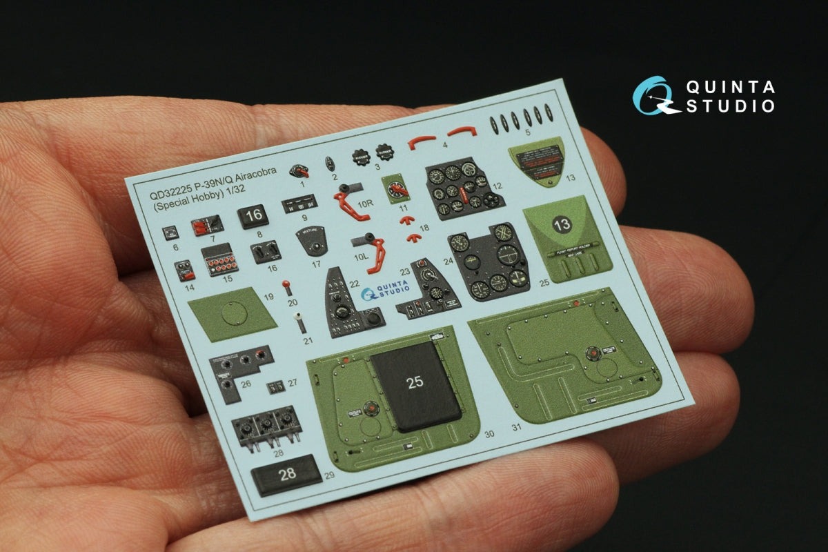 Quinta Studio QD32225 P-39N/Q Airacobra interior 3D-Printed colored Interior on decal paper (Special Hobby) 1/32 – image 3