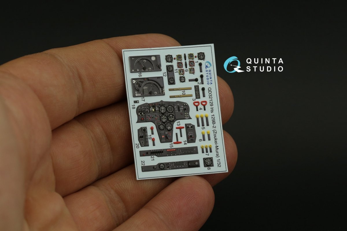 Quinta Studio QD32129 Hs 129B-2 3D-Printed &amp;amp; colored Interior on decal paper (Zoukei-Mura) 1/32 – Bild 7