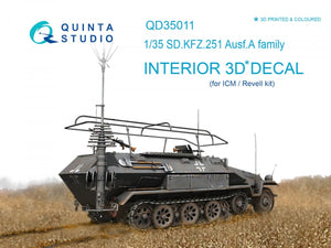 Quinta Studio QD35011 KFZ 251 Ausf.A 3D-Printed &amp;amp; colored Interior on decal paper (for ICM kits) 1/35