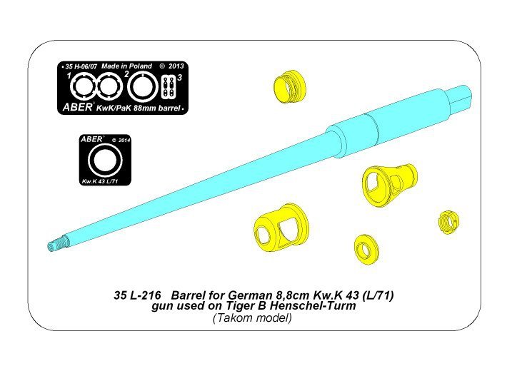 Aber 35 L-216 Barrel for German 8,8cm Kw.K 43 (L/71) gun used on Tiger B Henschel-Turm 1/35 – Bild 4