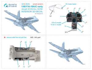 Quinta Studio QDS-48283 F/A-18A / C early 3D-Printed &amp;amp; colored Interior on decal paper (Hasegawa) (Small version) 1/48 – image 9