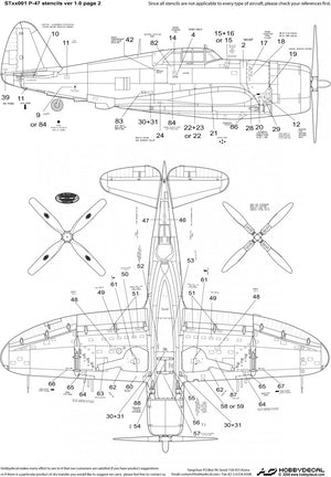 HobbyDecal ST48001V1 P-47 Stencils ver 1 1/48 – Bild 3