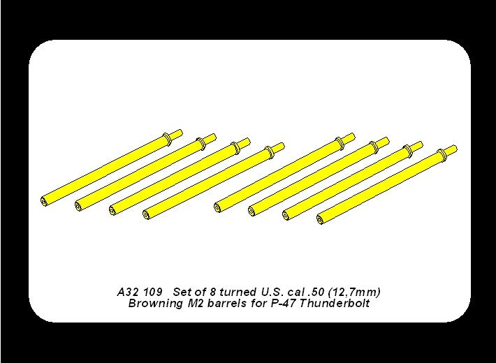 Aber A32109 Ensemble de 8 canons tournés de calibre .50 (12,7 mm) US Browning M2 pour P-47 Thunderbolt (1/32) – image 6