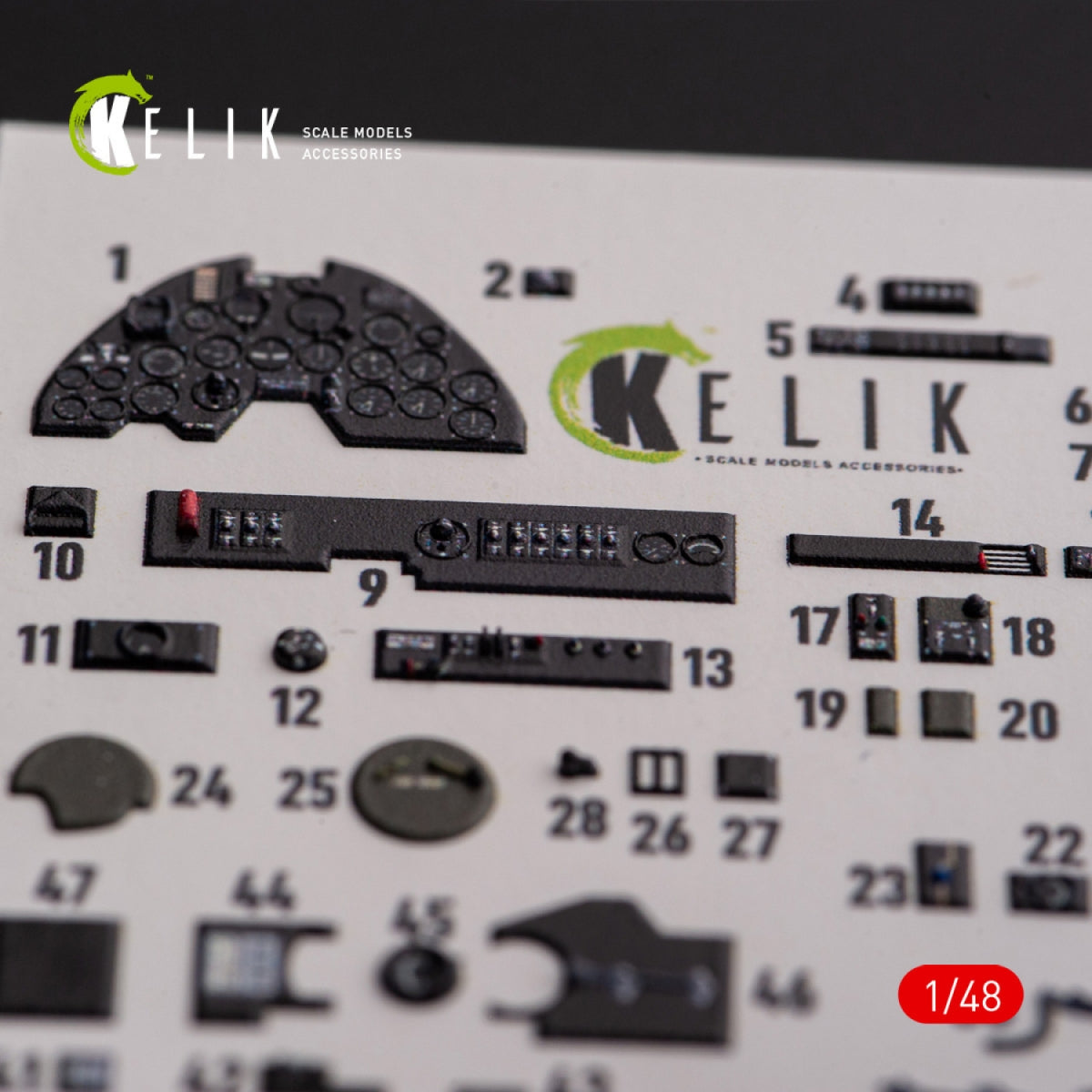 KELIK K48108 P-38F &amp;quot;Lightning&amp;quot; - interior 3D decals for Academy kit 1/48 – obrázek 6