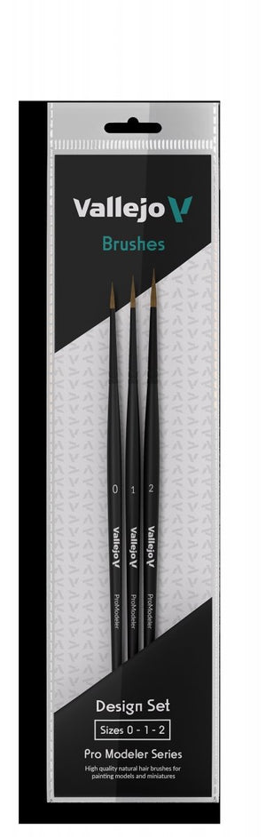 VALLEJO B01991 - Brush Set - Pro Modeler - Design Set - Natural Hair (0, 1, 2)