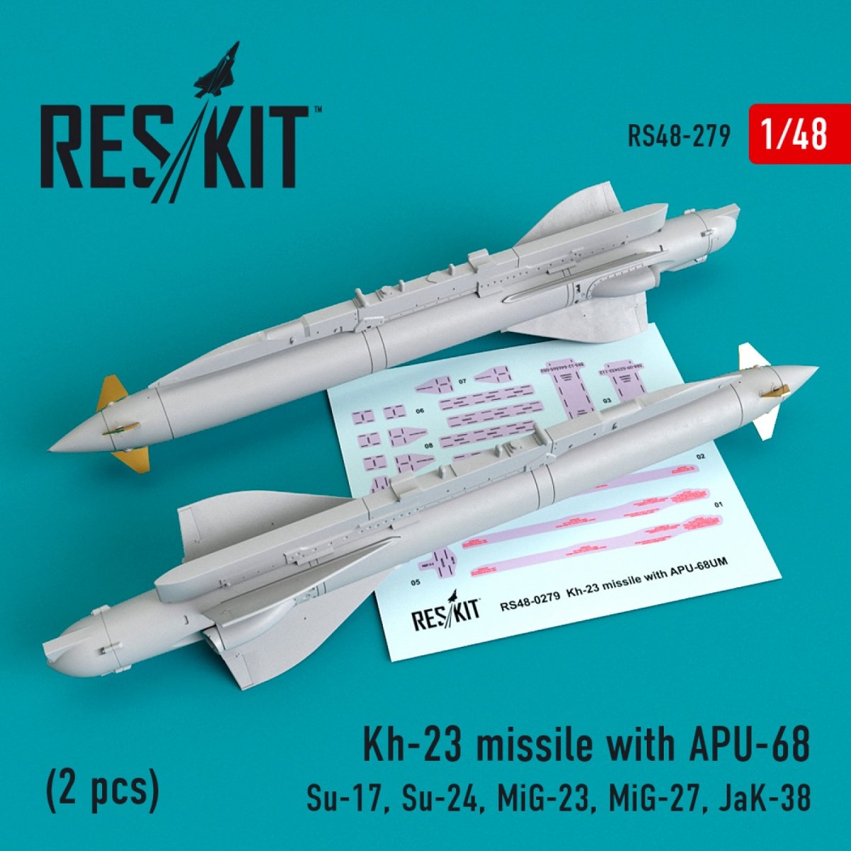 RESKIT RS48-0279 MISSILES KH-23 AVEC APU-68 (2 PIÈCES) 1/48