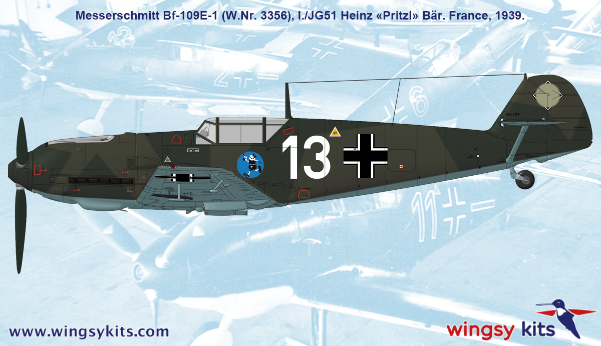 Wingsy Kits D5-07 German WWII Fighter MESSERSCHMITT Bf 109 E-1 1/48 – Bild 14