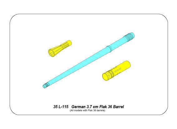Aber 35L-115 German 3.7 cm Flak 36 Barrel (1/35) – immagine 9