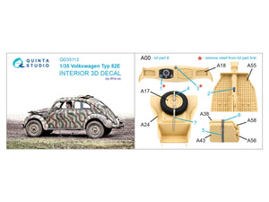 Quinta Studio QD35113 Volkswagen Typ 82E 3D-Printed &amp;amp; colored Interior on decal paper (RFM) 1/35 – image 2