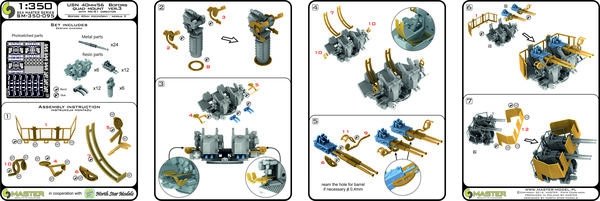 Master SM-350-095 USN 40 mm/56 Bofors quadruple mount ver.3 / with Mk-51 director - (resin, PE and turned parts) - (6pcs) 1/350 – image 8