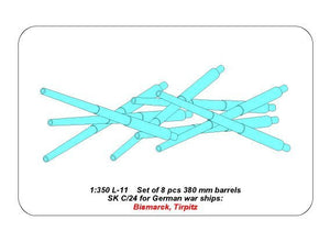 Aber 350L-11 Set of 8 pcs 380 mm barrels for German ships: Bismarck, Tirpitz 1/350 – image 4