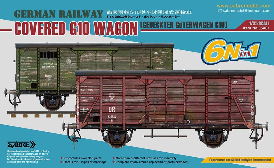 Saber 35A01 German Railway G10 covered wagon 1/35