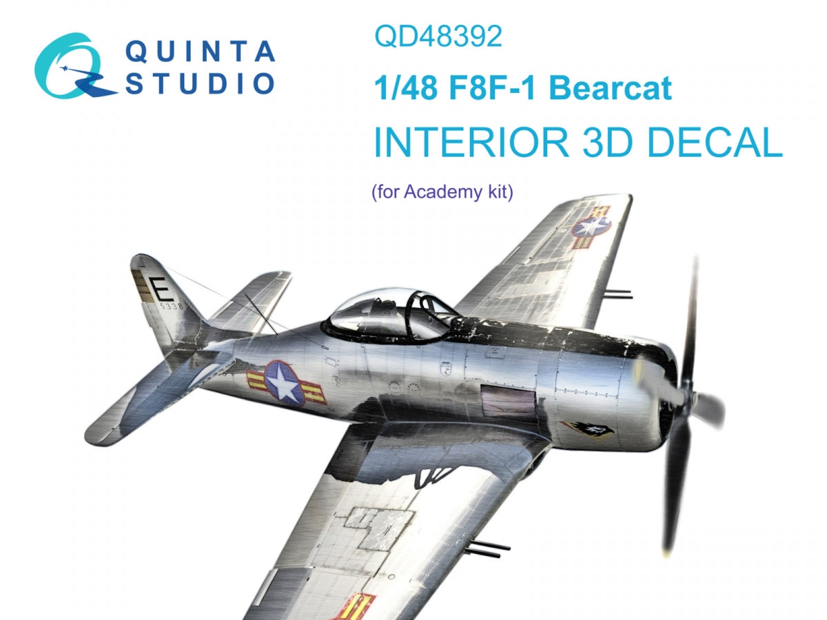 Quinta Studio QD48392 F8F-1 Bearcat 3D-Printed &amp; colored Interior on decal paper (Academy) 1/48