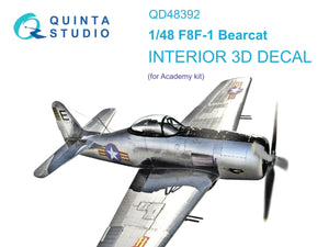 Quinta Studio QD48392 F8F-1 Bearcat 3D-Printed &amp;amp; colored Interior on decal paper (Academy) 1/48
