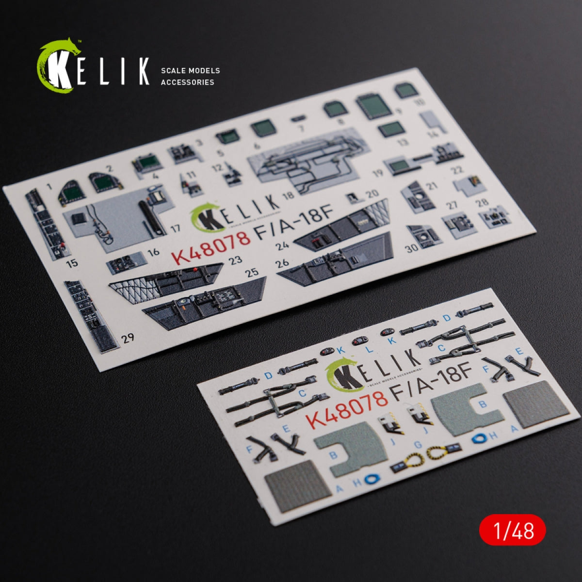 KELIK K48078 F/A-18F Super Hornet interior 3D decals for MENG kit 1/48